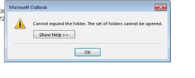 Cannot expand the folder outlook что значит