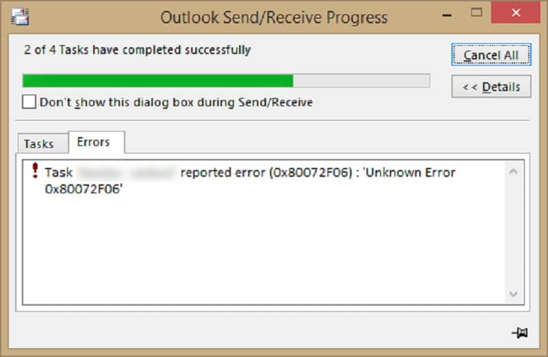 How to Fix Outlook Error Code 0x80072f06?