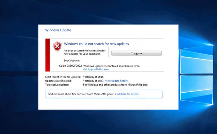 Windows 10 Error 0x800f0922